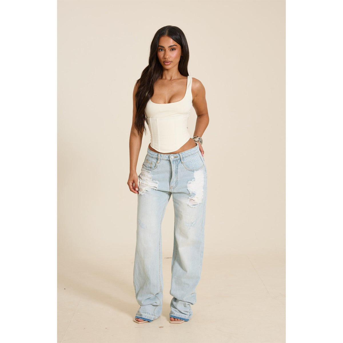 Cream - Mars The Label - Women's Sandra Scoop Vest Corset Top - 1