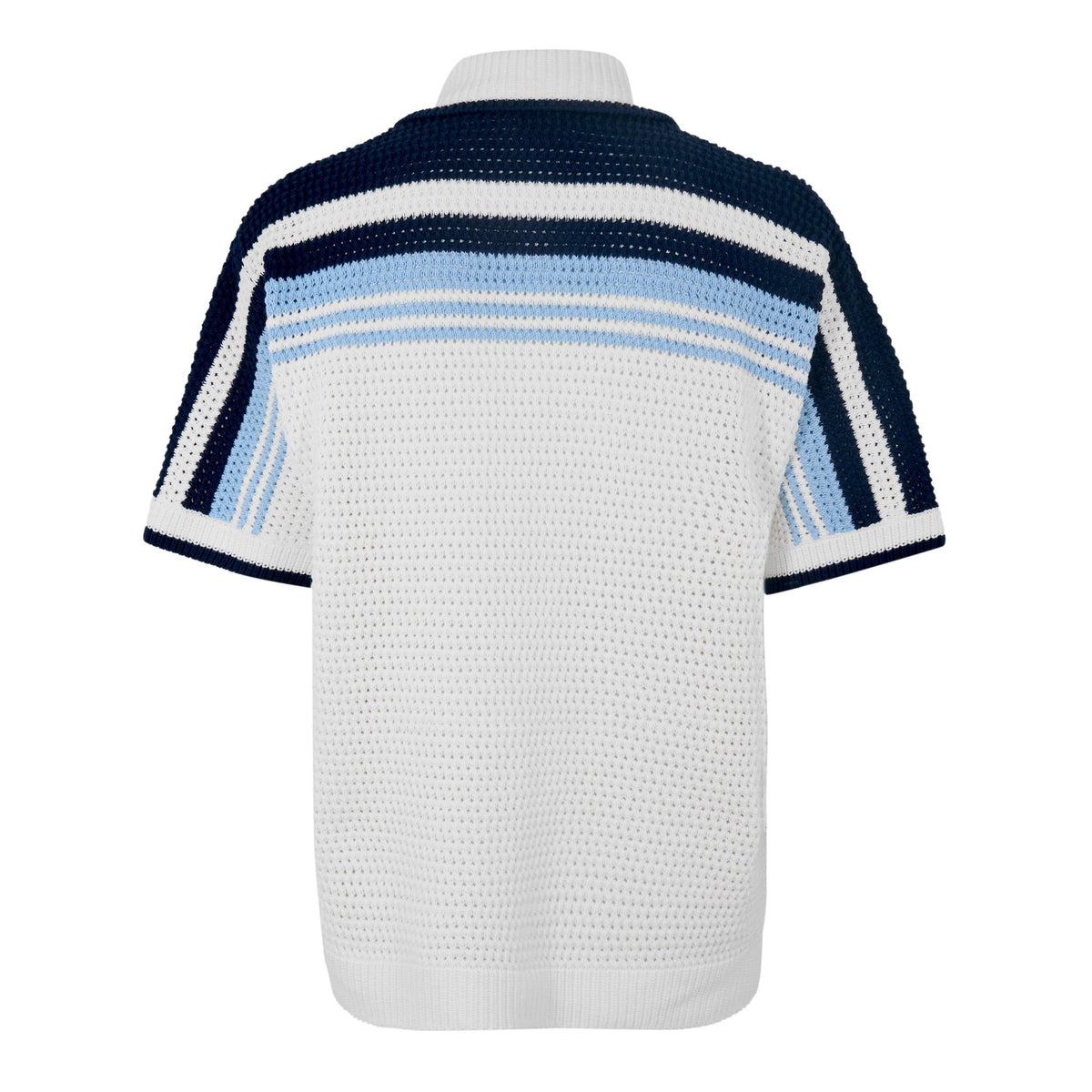 White/Blue - Casablanca - Men's Crochet Short Sleeve Patterned Shirt - 2