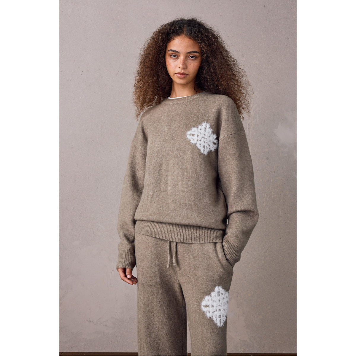 Mushroom - The Couture Club - Women's Fluffy Oversized-Fit Crew-Neck Jumper - 1