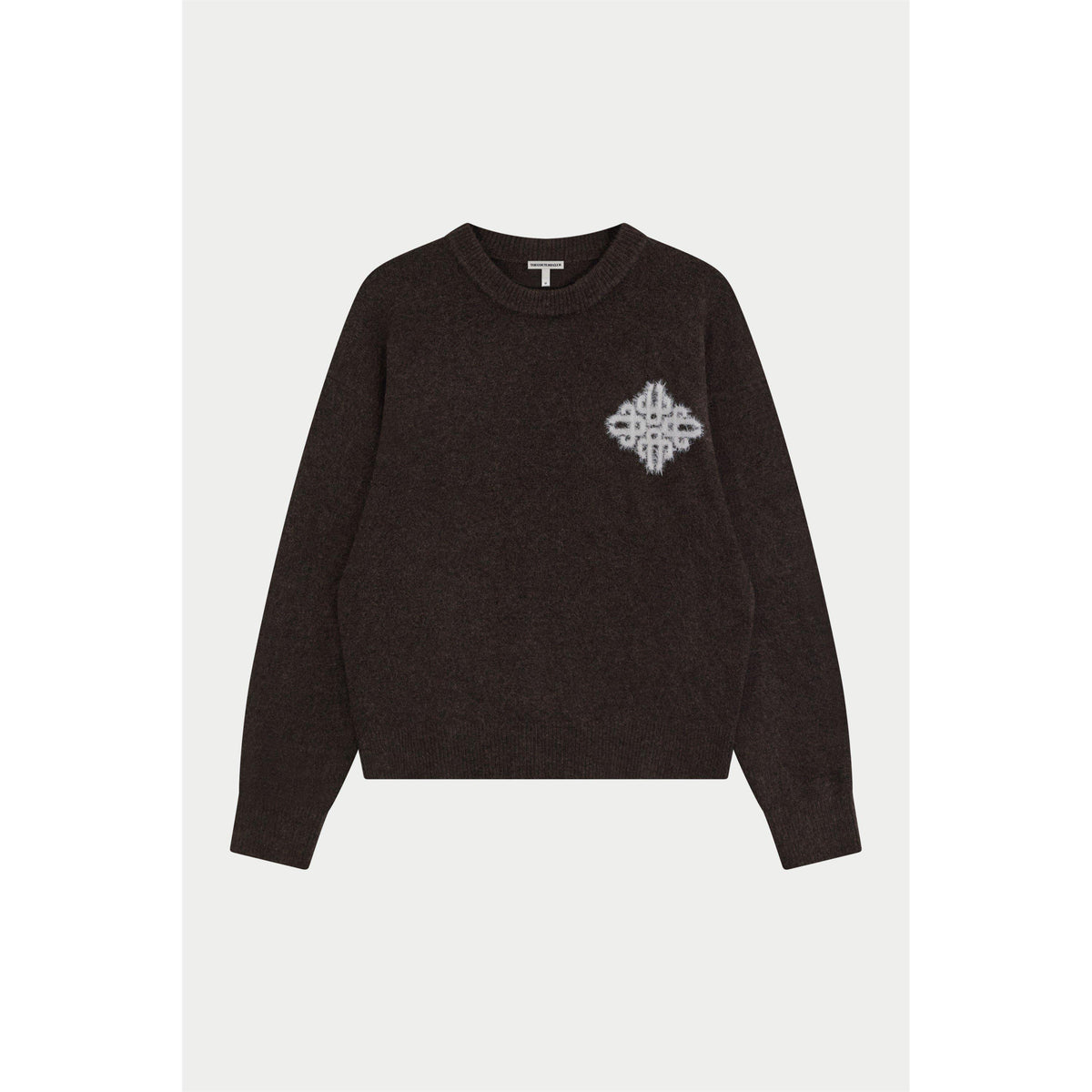 Brown - The Couture Club - Women's Fluffy Oversized-Fit Crew-Neck Jumper - 1