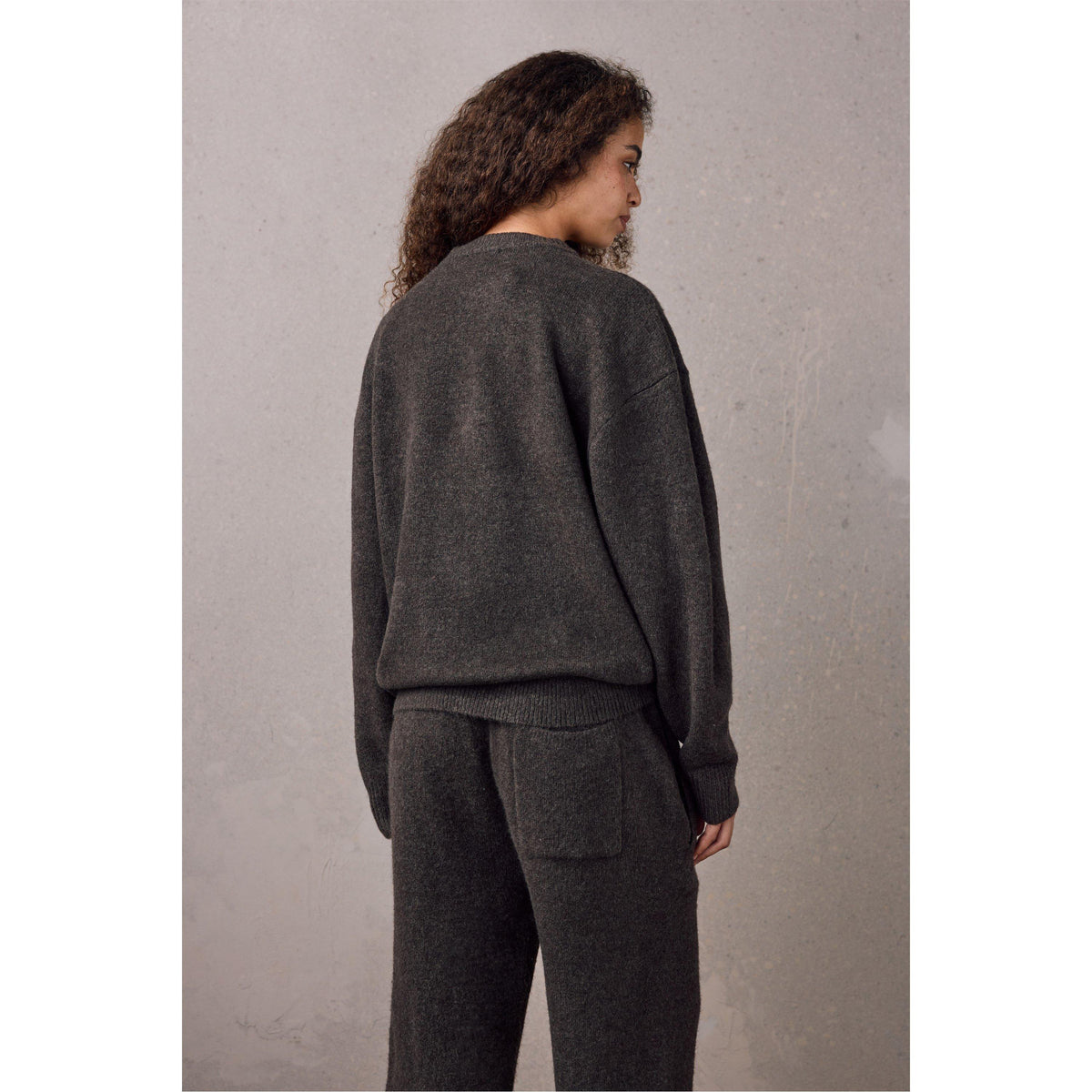 Brown - The Couture Club - Women's Fluffy Oversized-Fit Crew-Neck Jumper - 3