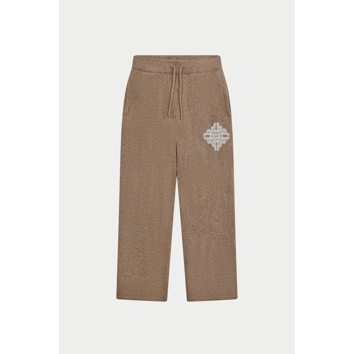 Beige - The Couture Club - Women's Fluffy Wool Chunky Knit Trousers - 1