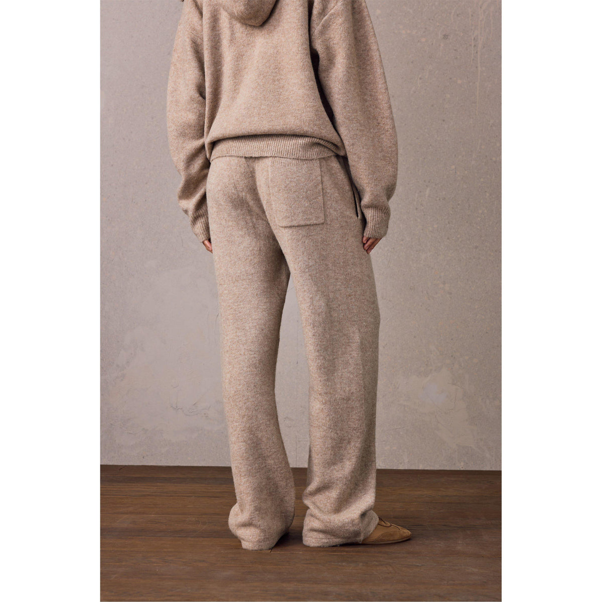 Beige - The Couture Club - Women's Fluffy Wool Chunky Knit Trousers - 3