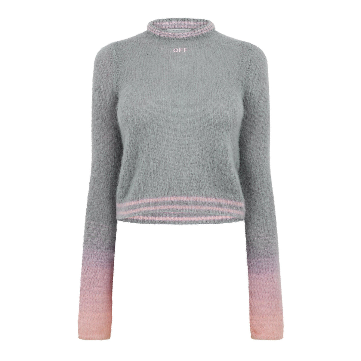Soft Pink - Off White - Women's Mohair V-Neck Jumper - 1