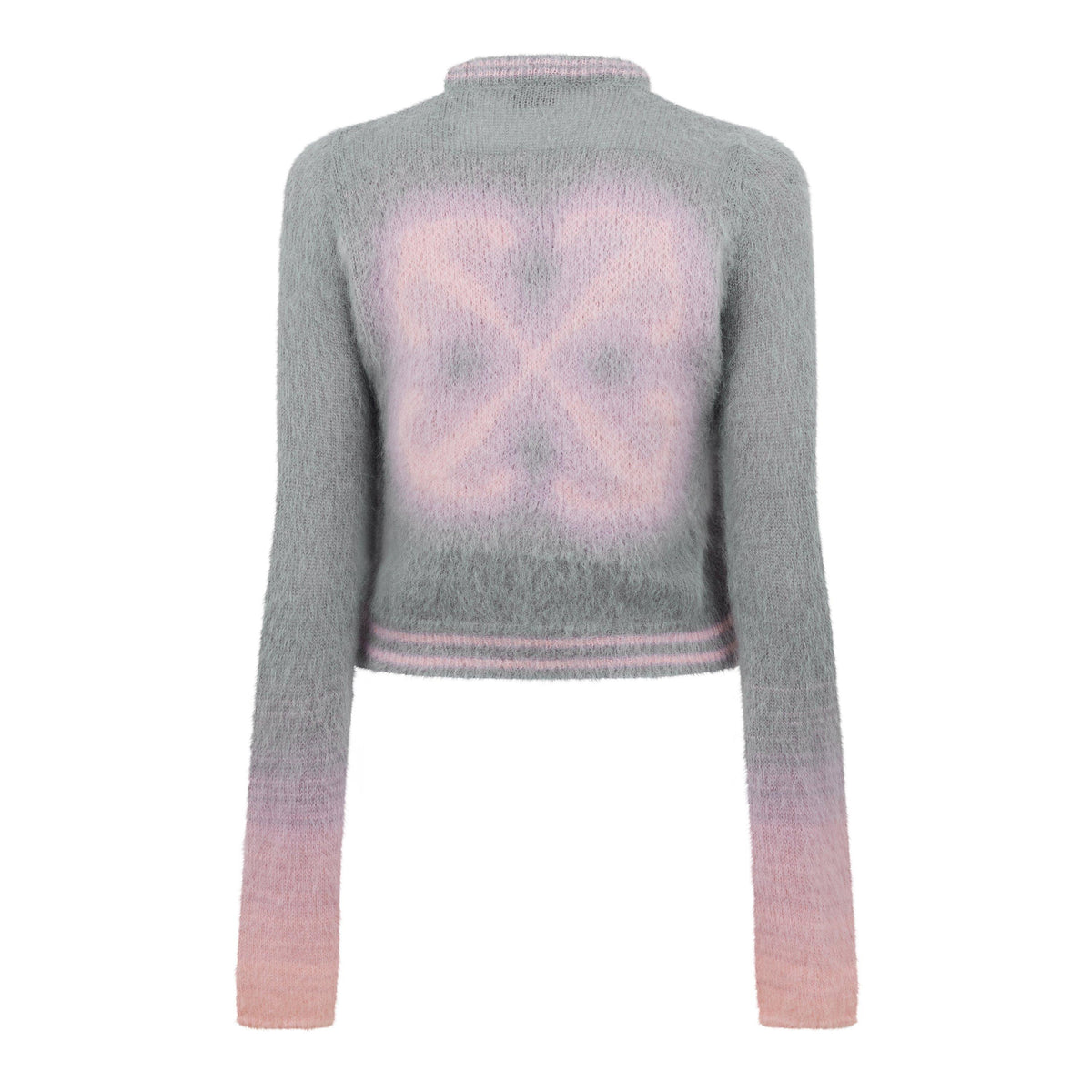 Soft Pink - Off White - Women's Mohair V-Neck Jumper - 2