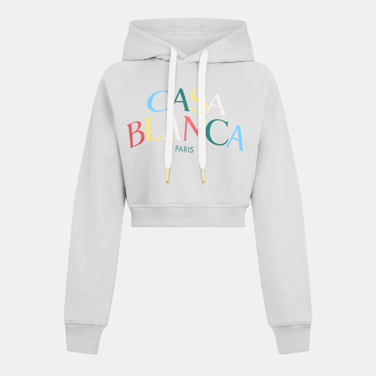 Grey - Casablanca - Women's Stack Logo Over the Head Cropped Hoodie - 1