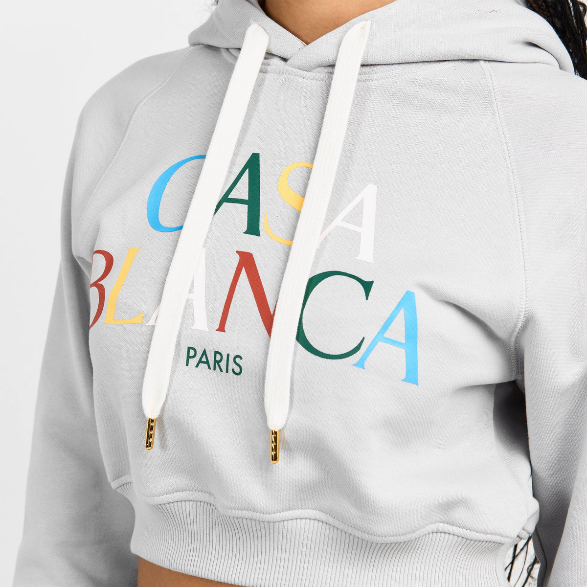 Grey - Casablanca - Women's Stack Logo Over the Head Cropped Hoodie - 5
