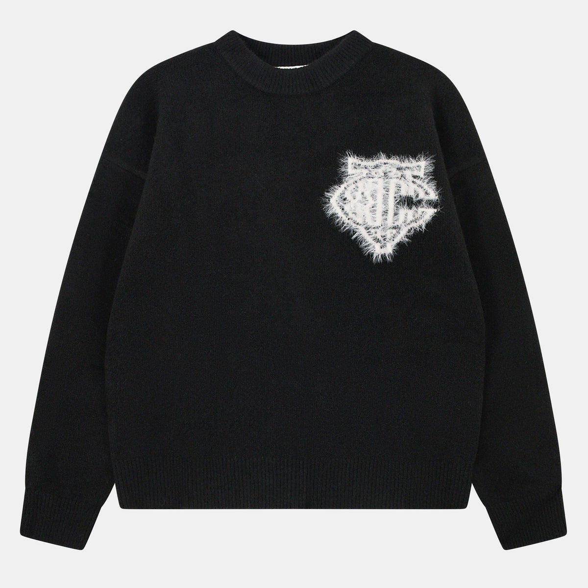 Black - The Couture Club - Womens Fluffy Knit Crew Sweater - 1