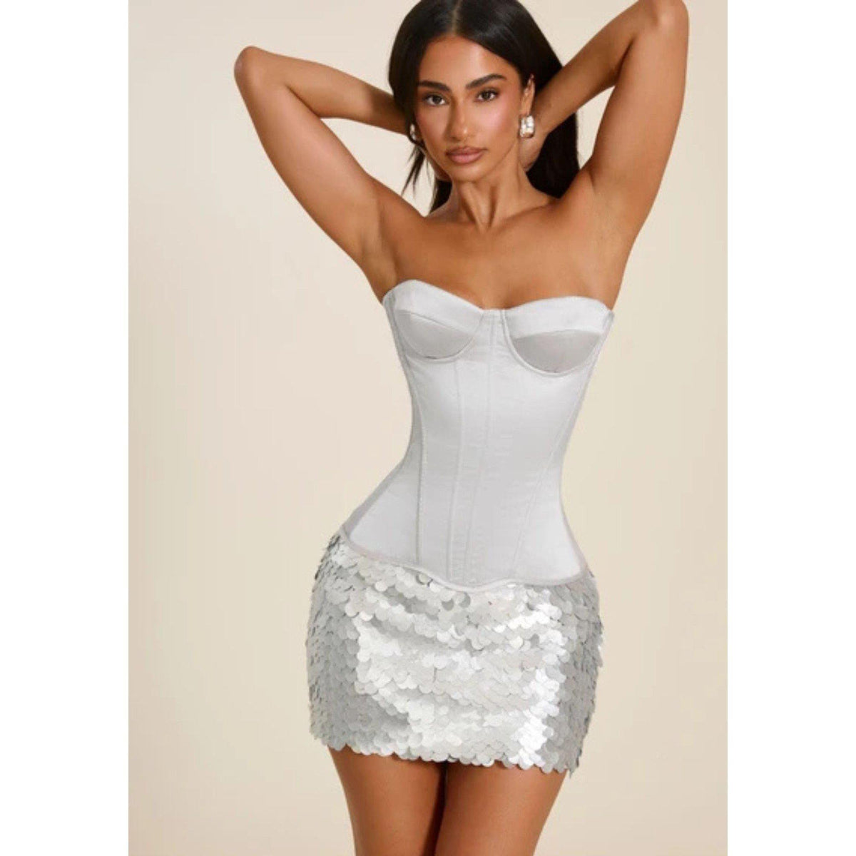 Silver - Mars The Label - Women's Shimmi Sequin Mini Skirt - 4