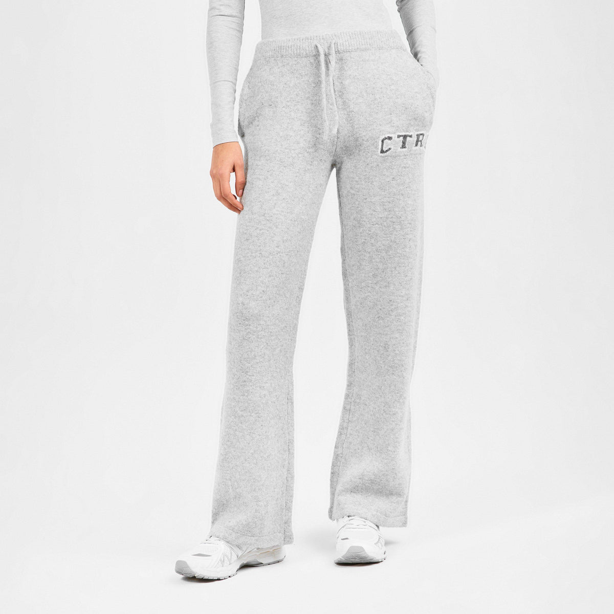 Grey - The Couture Club - Women's CTRE Jog Knitted Trousers - 3