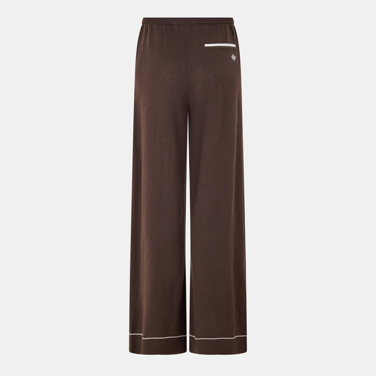 Brown - The Couture Club - Womens Knitted Panel Trousers - 2