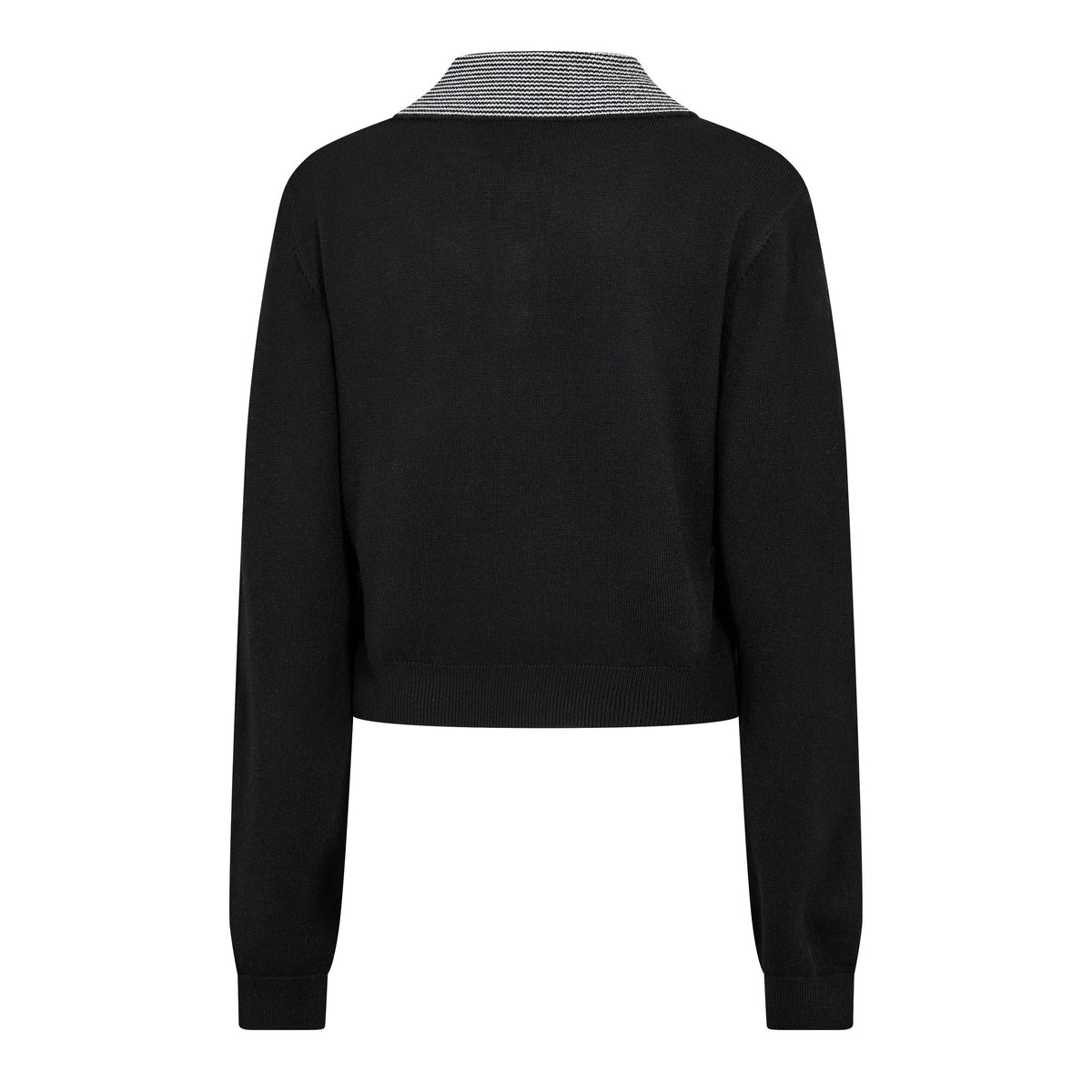 Black - The Couture Club - Womens Striped Collar Polo Shirt - 2