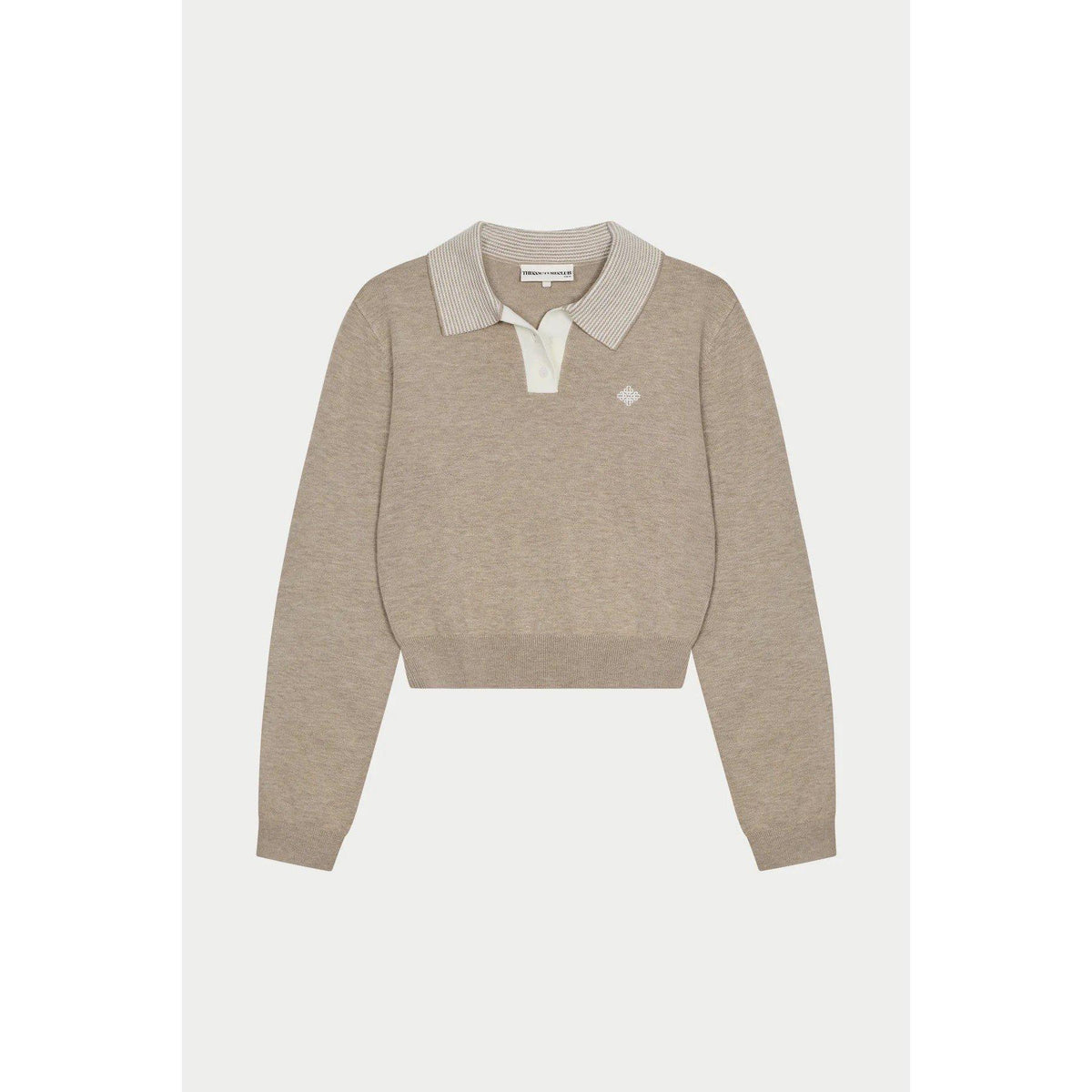 Beige - The Couture Club - Womens Striped Collar Polo Shirt - 1