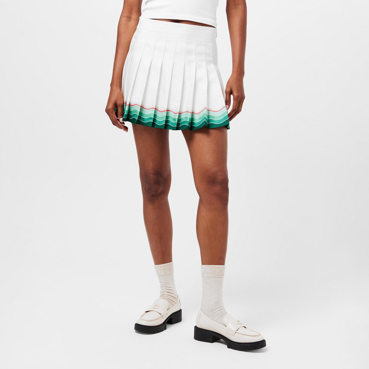 White - Casablanca - Women's Pleat Pleated Mini Skirt - 3