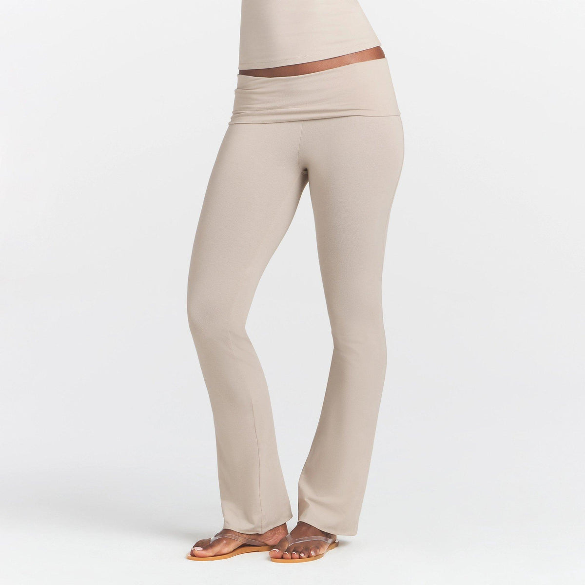 STONE - SKIMS - Womens Cotton Jersey Foldover Pant - 3