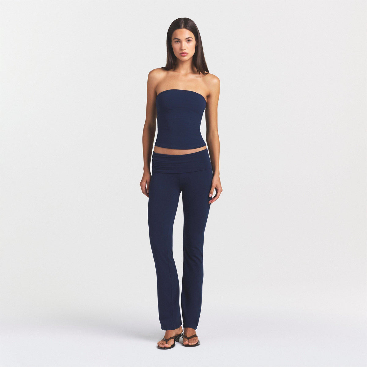 NAVY - SKIMS - Womens Cotton Jersey Foldover Pant - 6