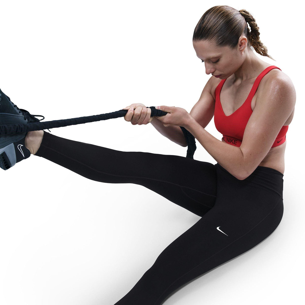 Black - Nike - One Seamless Front High-Waisted Leggings Womens - 5