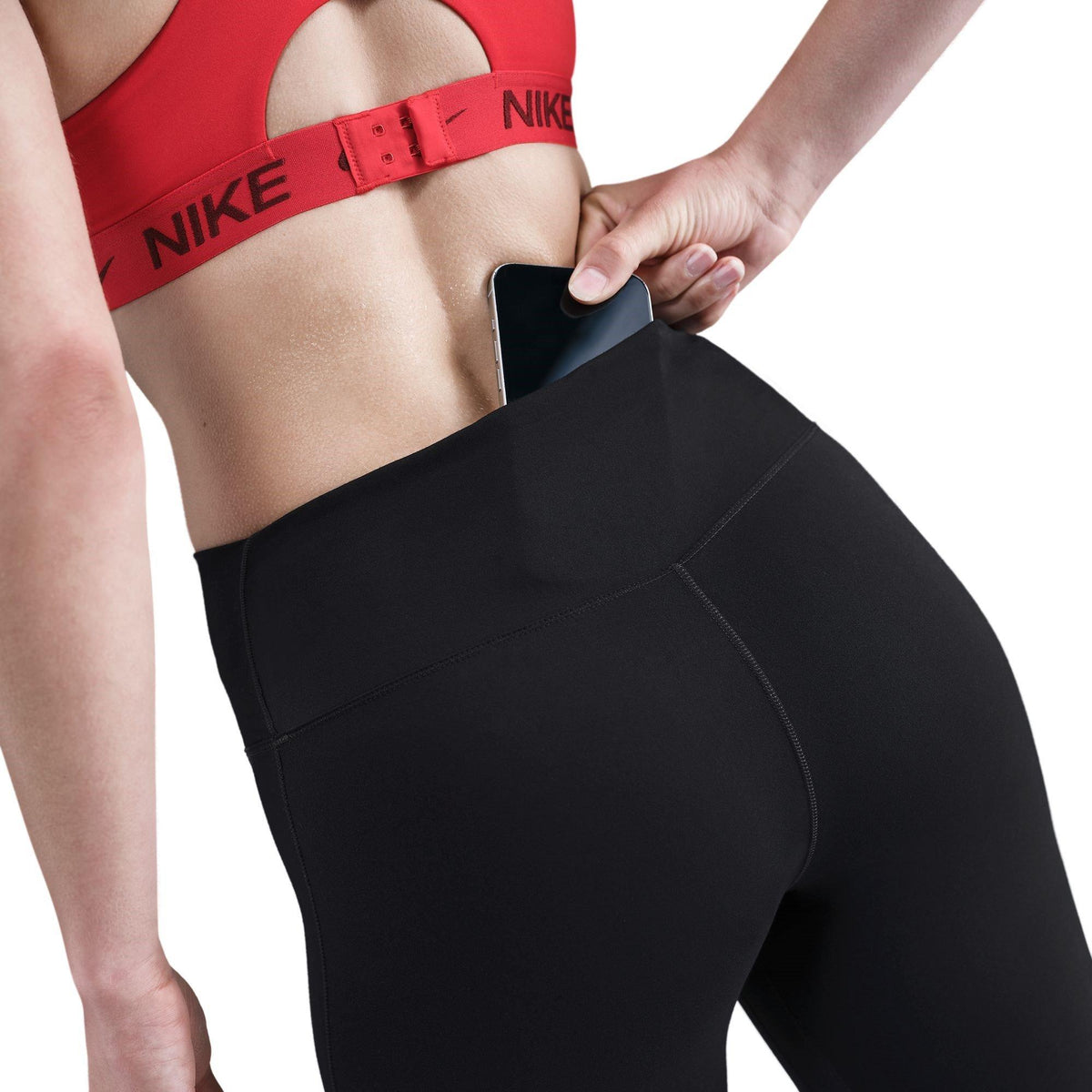 Black - Nike - One Seamless Front High-Waisted Leggings Womens - 6