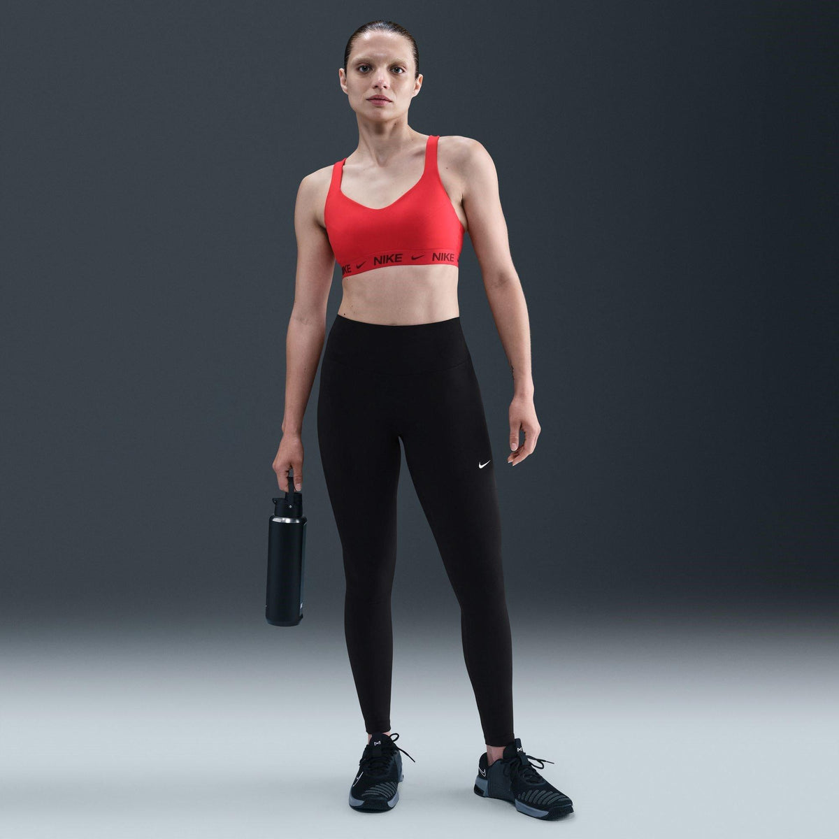 Black - Nike - One Seamless Front High-Waisted Leggings Womens - 7