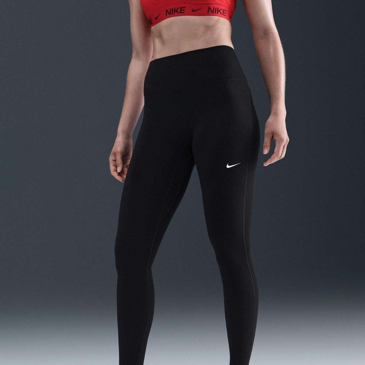 Black - Nike - One Seamless Front High-Waisted Leggings Womens - 9