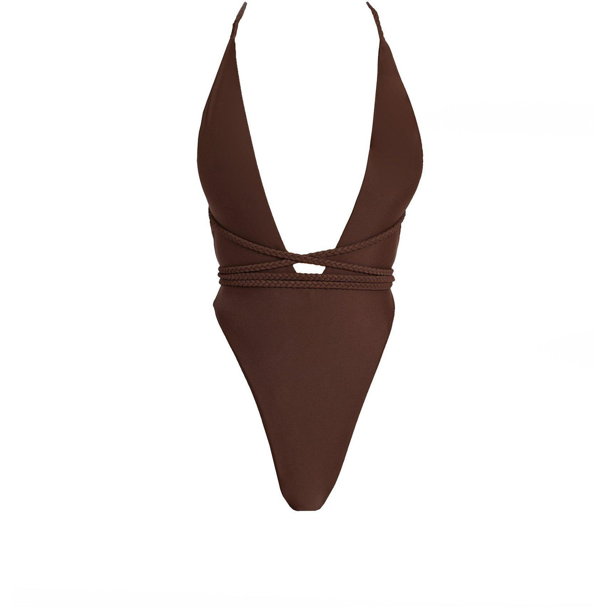 Chocolate - Mars The Label - Women's Fishtail Swim Plunge Swimsuit - 1
