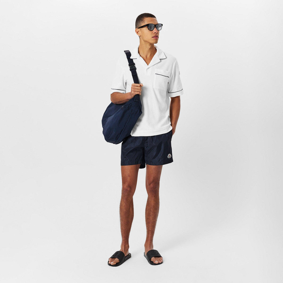 Navy 743 - Moncler - Men's Logo Swim Shorts - 6