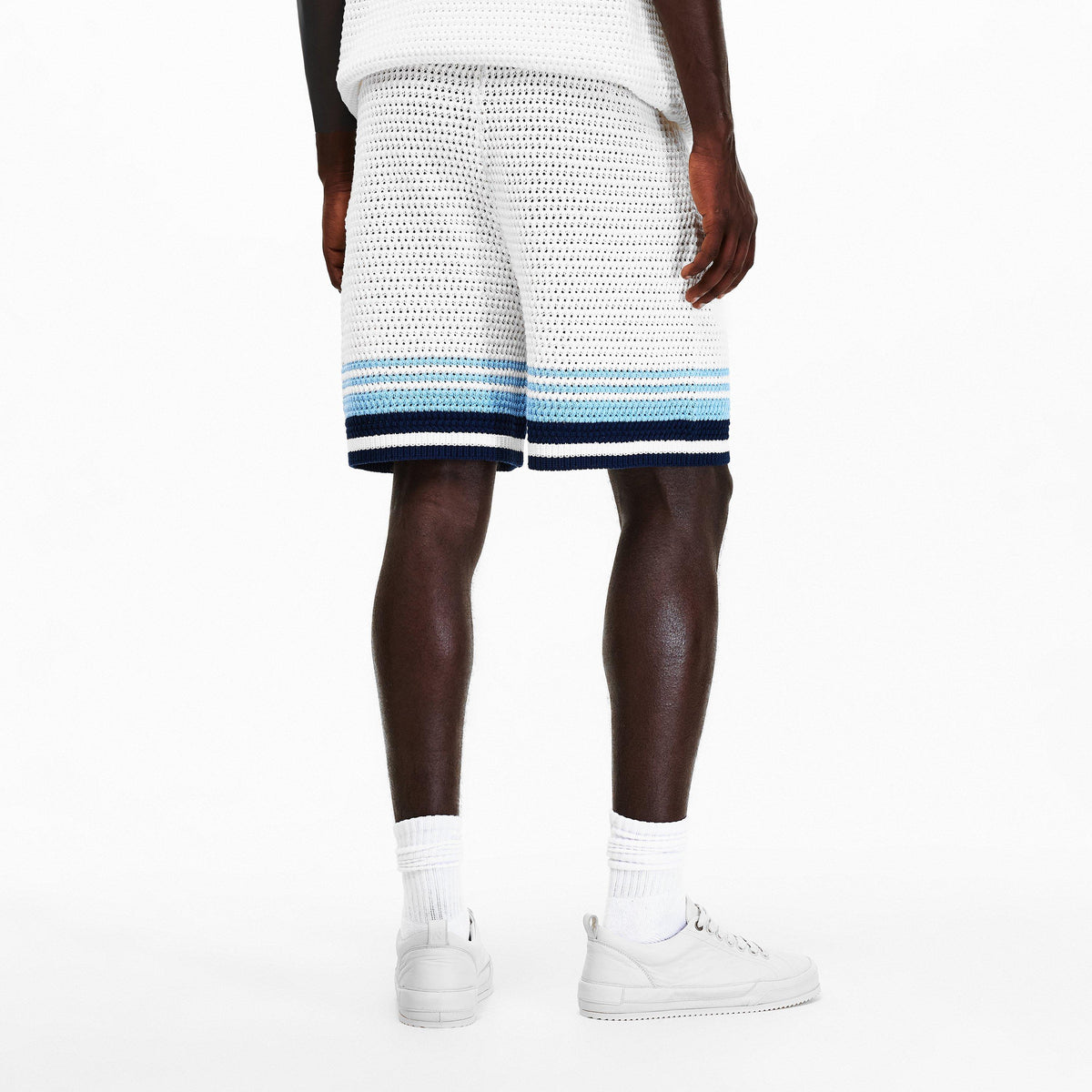 White/Blue - Casablanca - Men's Crochet Woven Tracksuit Shorts - 4