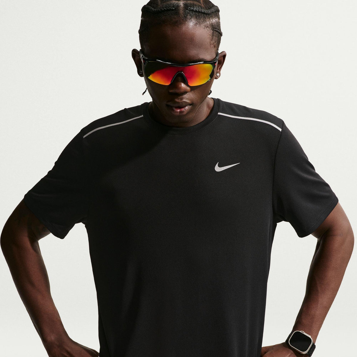 Black - Nike - DriFit Miler Running Top Mens - 3
