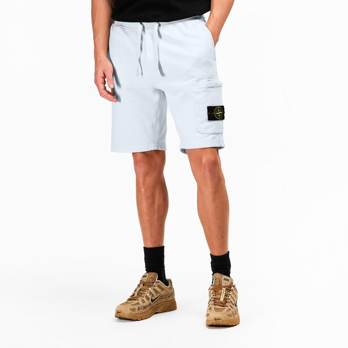 Sky Blue V0041 - Stone Island - Men's Fleece Jogger Shorts - 3