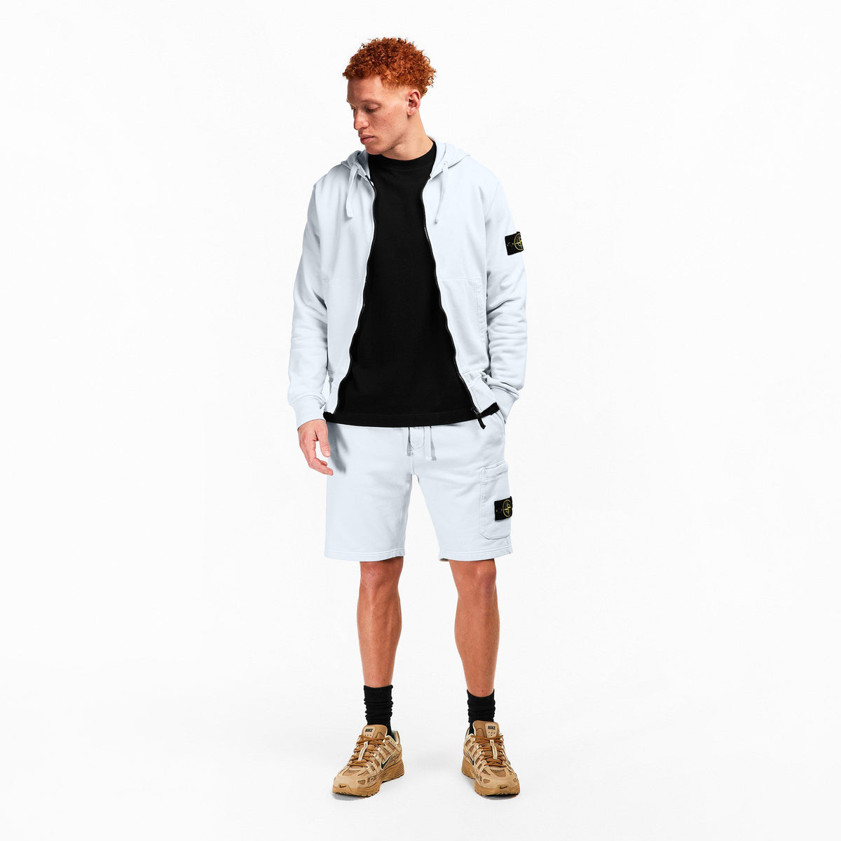 Sky Blue V0041 - Stone Island - Men's Fleece Jogger Shorts - 6