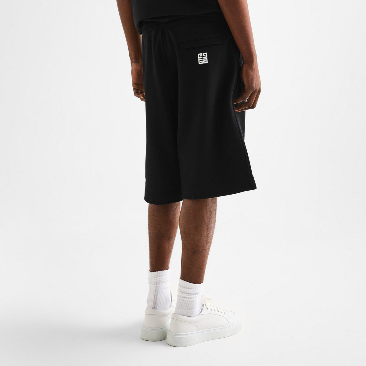 Black - GIVENCHY - Men's GIV Boxy Fit Fleece Jogger Shorts - 4