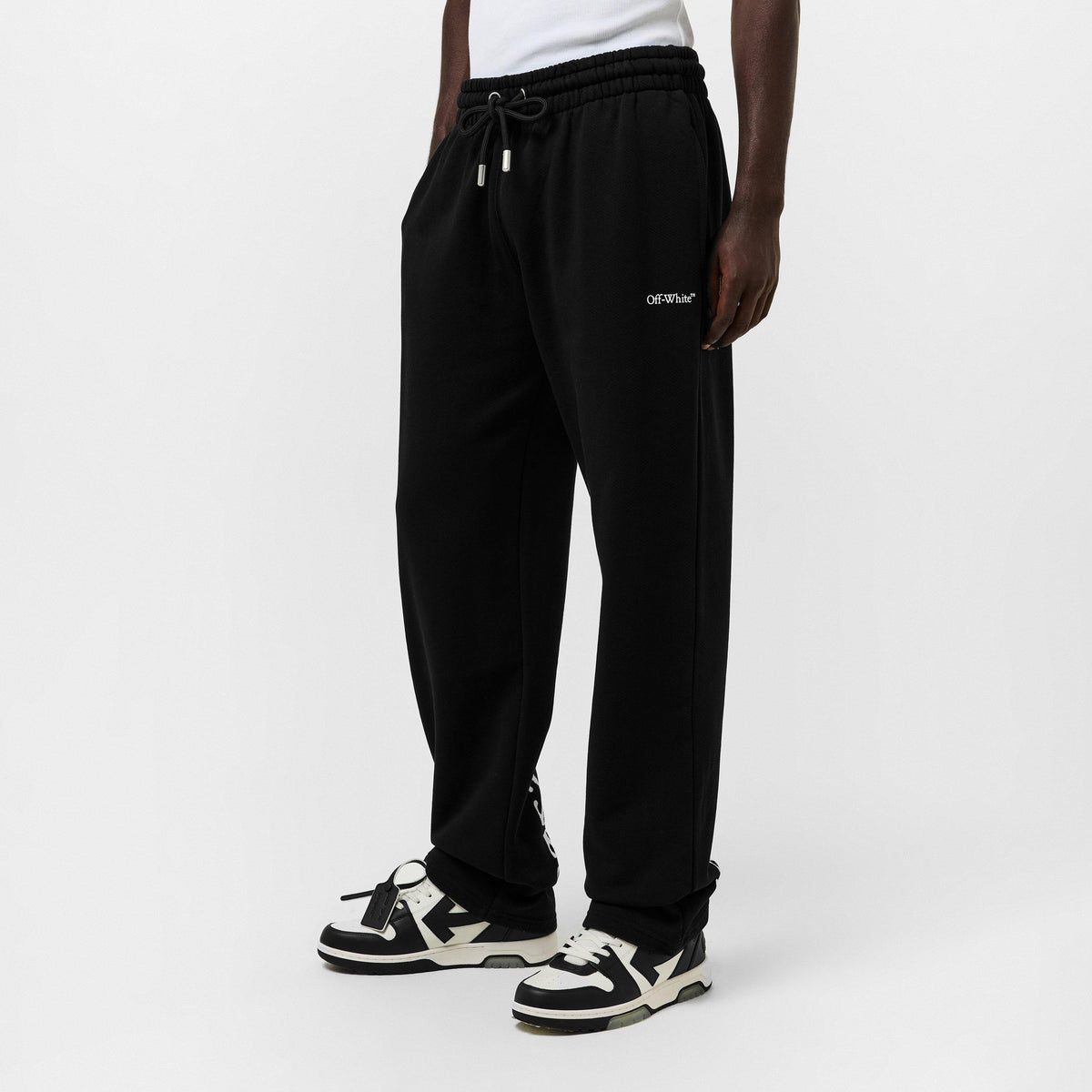 Black-White - Off White - Men's Arrow Fleece Closed Hem Joggers - 3