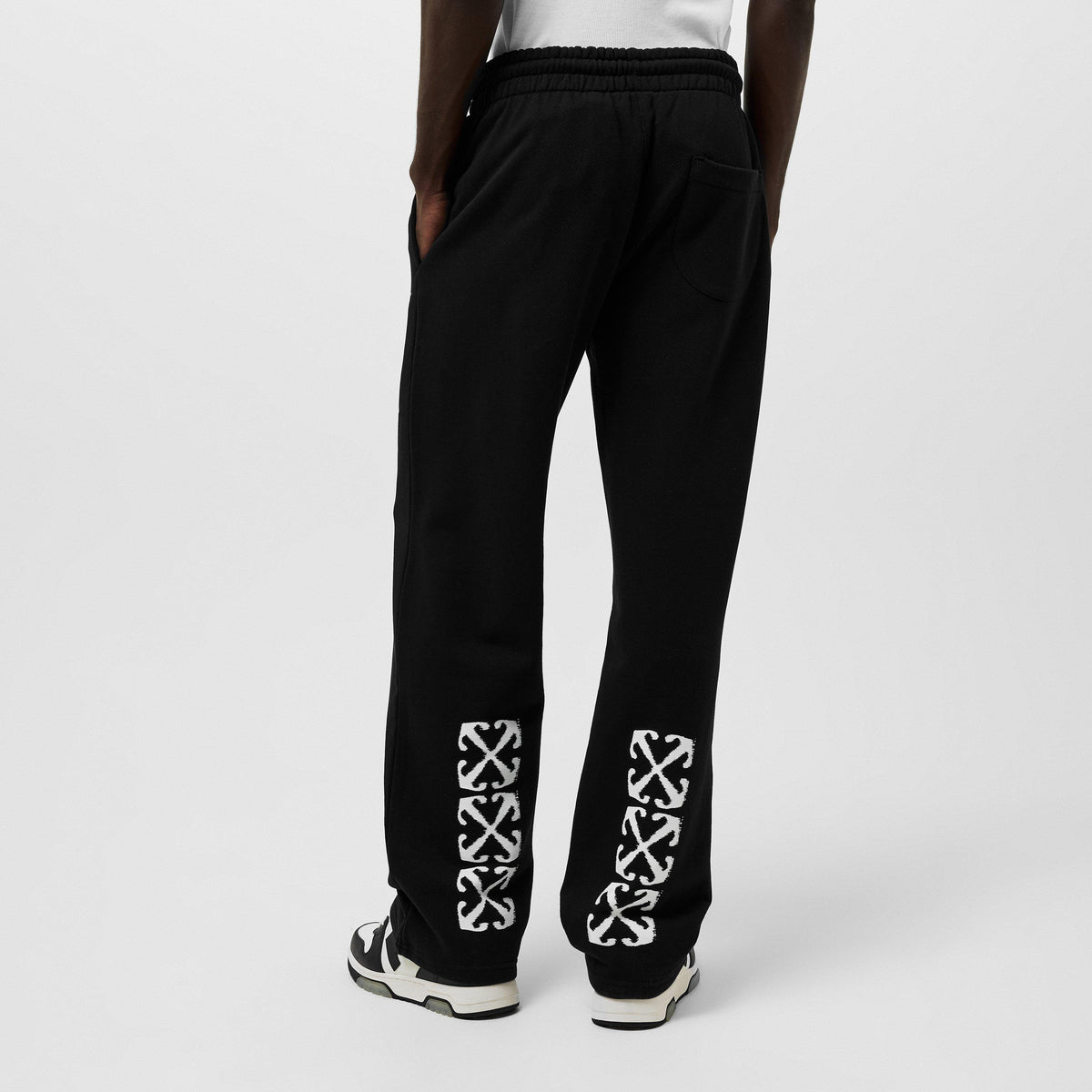 Black-White - Off White - Men's Arrow Fleece Closed Hem Joggers - 4