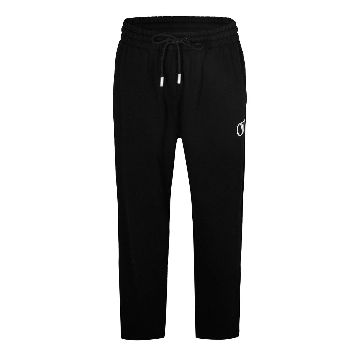 Black-White - Off White - Men's Closed Hem Fleece Joggers - 1