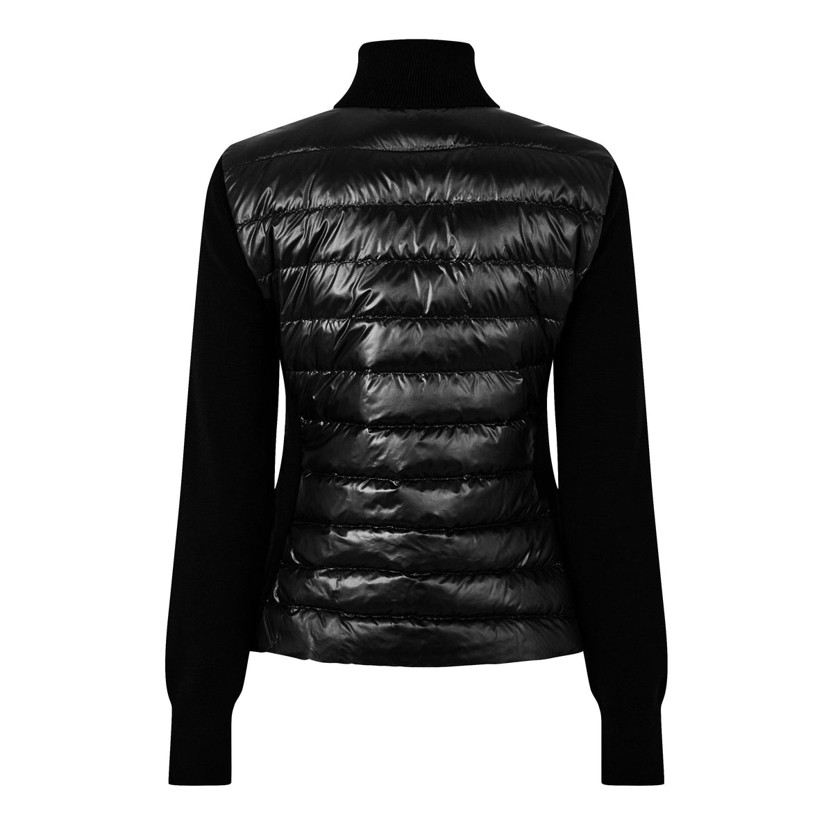 Black 999 - Moncler - Women's Down Padded Funnel Neck Long Sleeve Hybrid Jacket - 8
