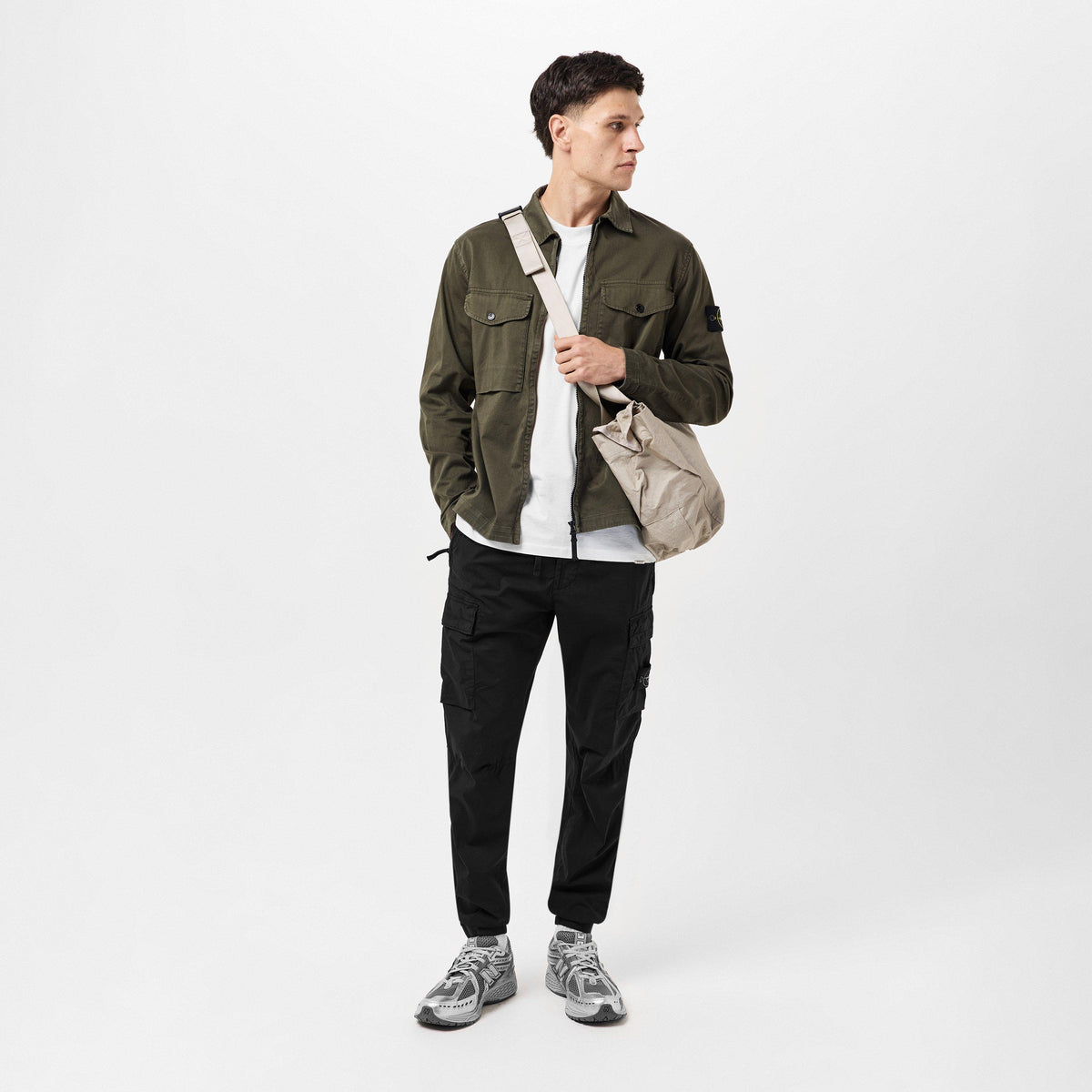 Nero V0029 - Stone Island - Men's Tela Cargo Trousers - 6