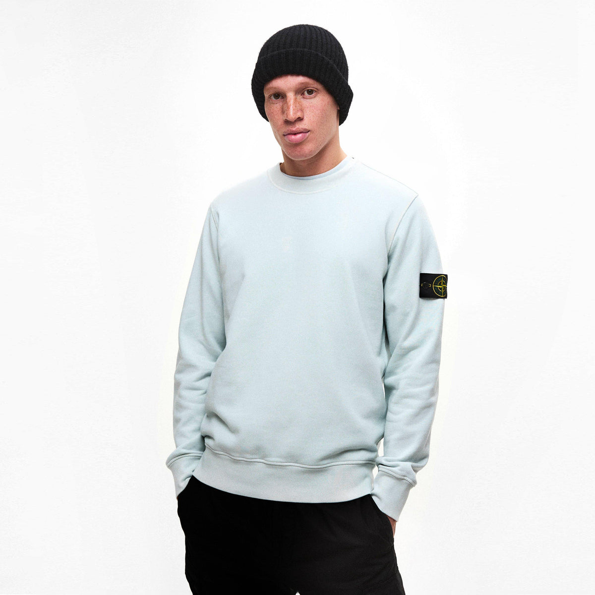 Sky Blue V0041 - Stone Island - Men's Fleece Crew Sweatshirt - 3
