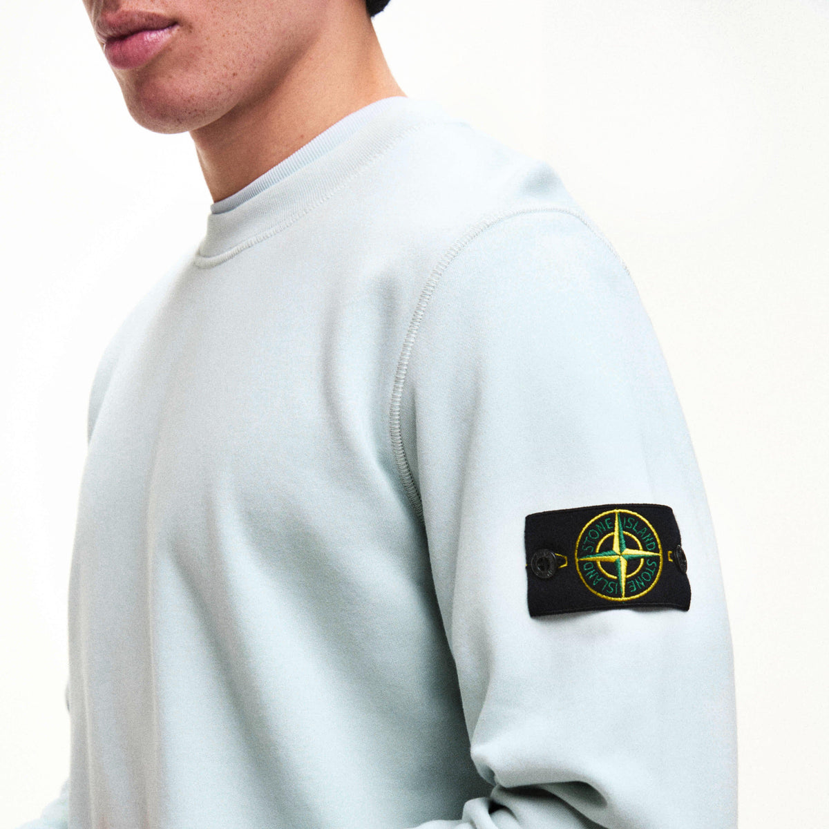 Sky Blue V0041 - Stone Island - Men's Fleece Crew Sweatshirt - 5