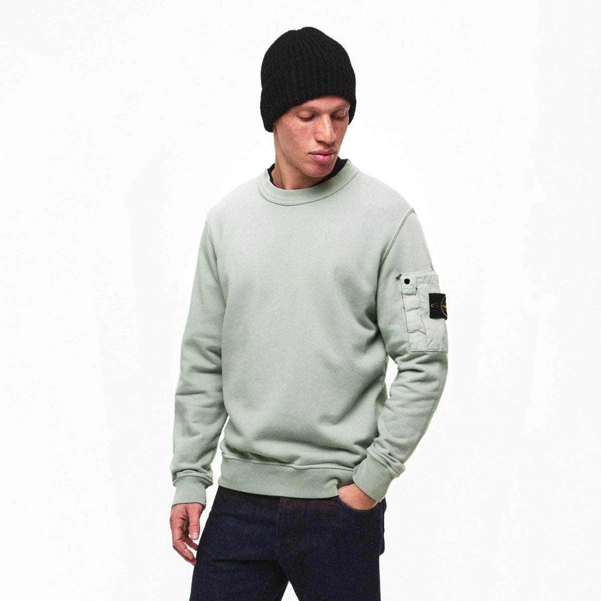 Sage V0055 - Stone Island - Men's Zipped Pocket Crew Sweatshirt - 3