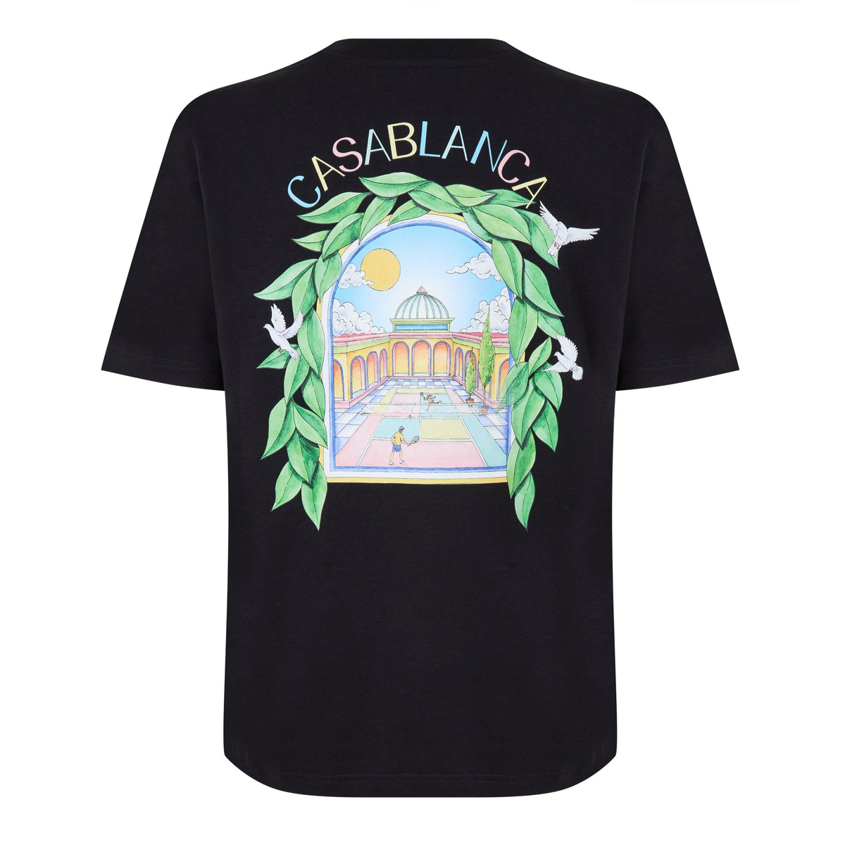 Black - Casablanca - Men's Graphic Cotton L'Arche Tennis Club T-Shirt - 1