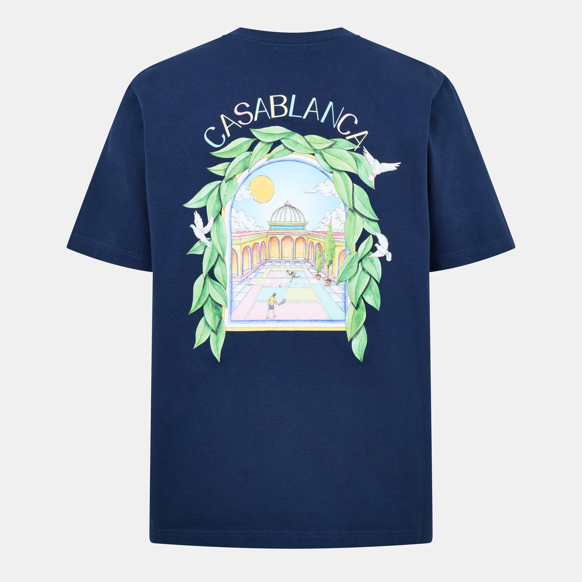 Navy - Casablanca - Men's Graphic Cotton L'Arche Tennis Club T-Shirt - 1