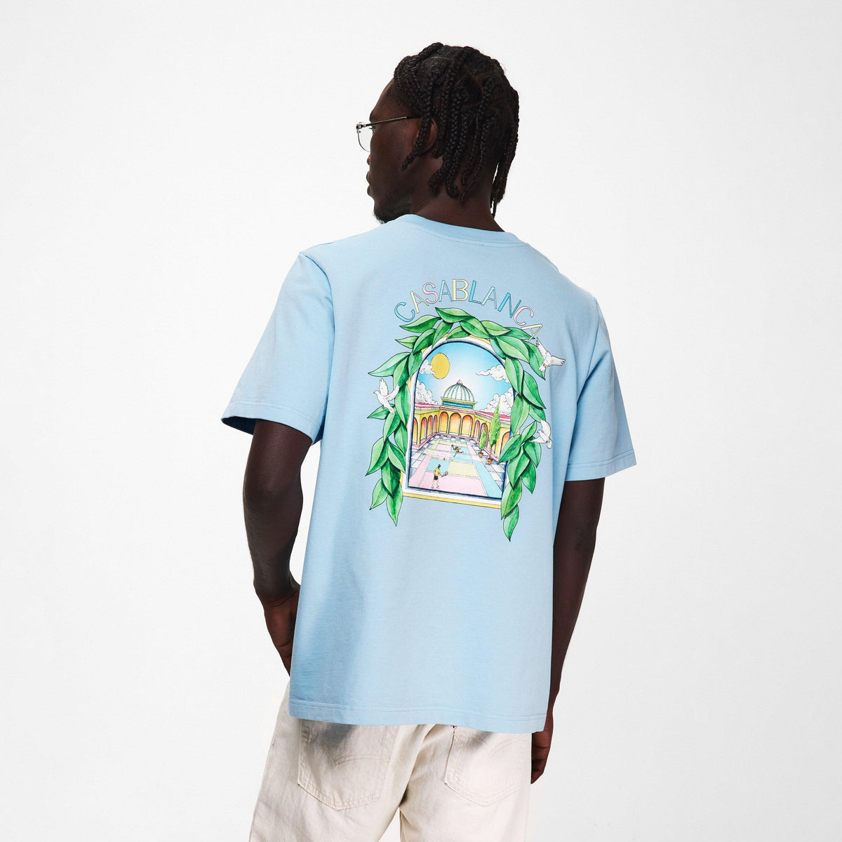 Pale Blue - Casablanca - Men's Graphic Cotton L'Arche Tennis Club T-Shirt - 4