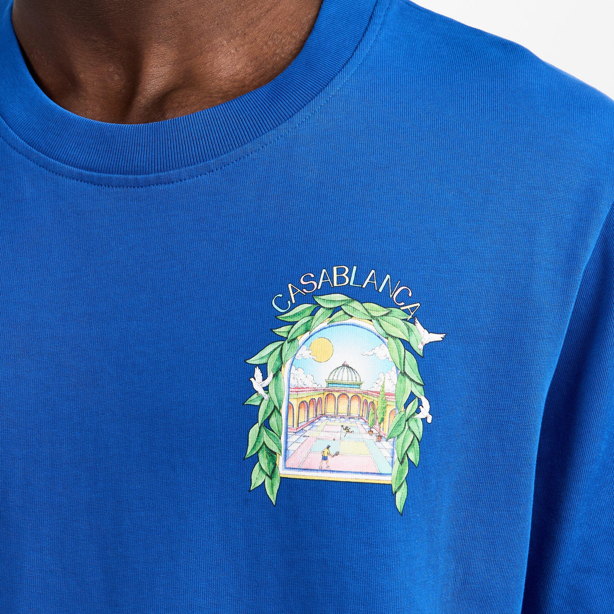 Cobalt Blue - Casablanca - Men's Graphic Cotton L'Arche Tennis Club T-Shirt - 5