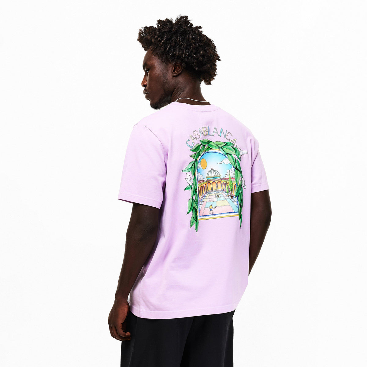 Lilac - Casablanca - Men's Graphic Cotton L'Arche Tennis Club T-Shirt - 4