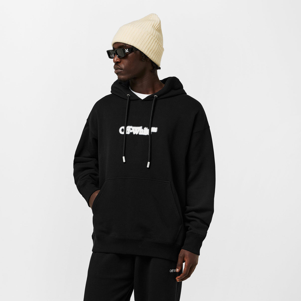 Black-White - Off White - Men's Skate Pull Over Hoodie - 4