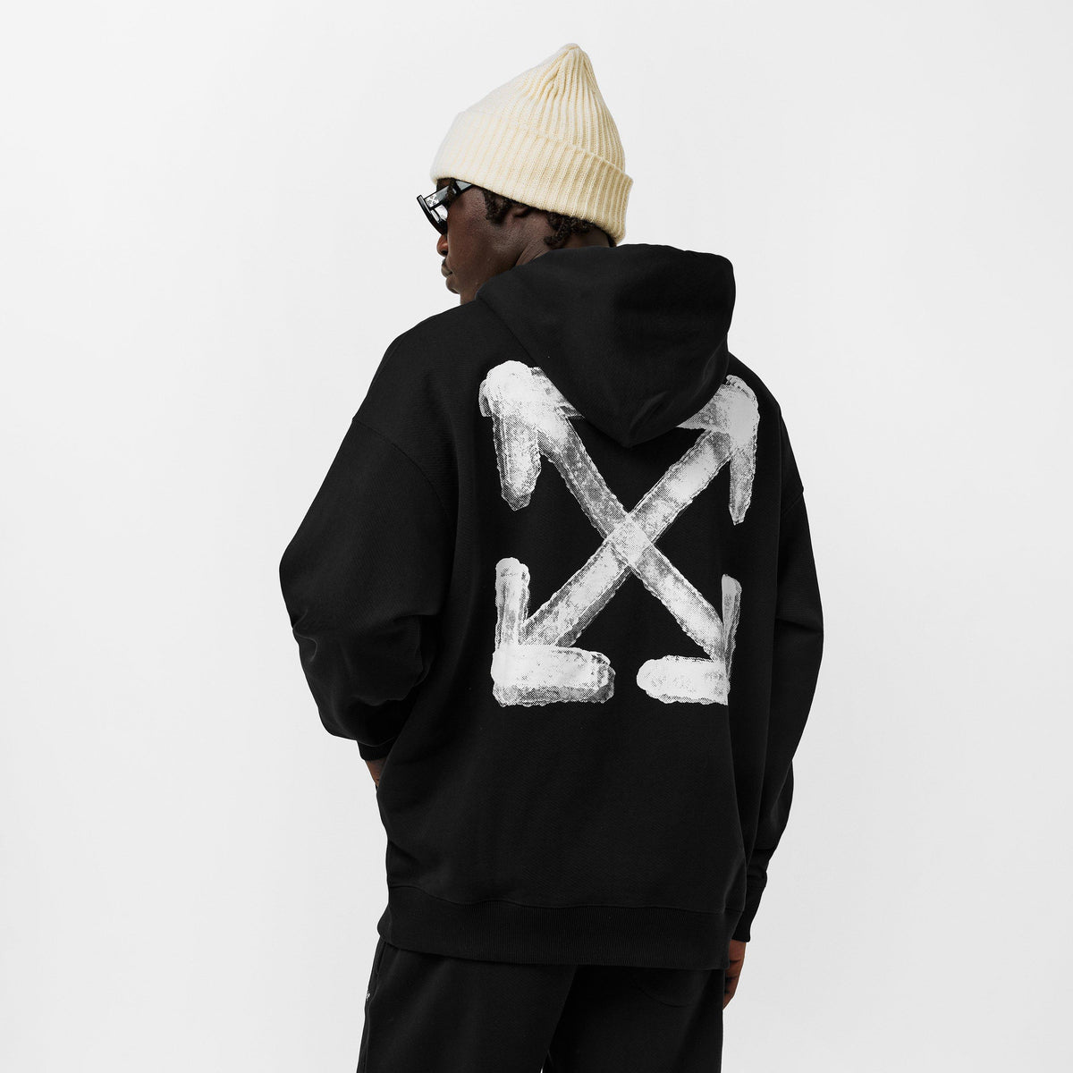 Black-White - Off White - Men's Skate Pull Over Hoodie - 5