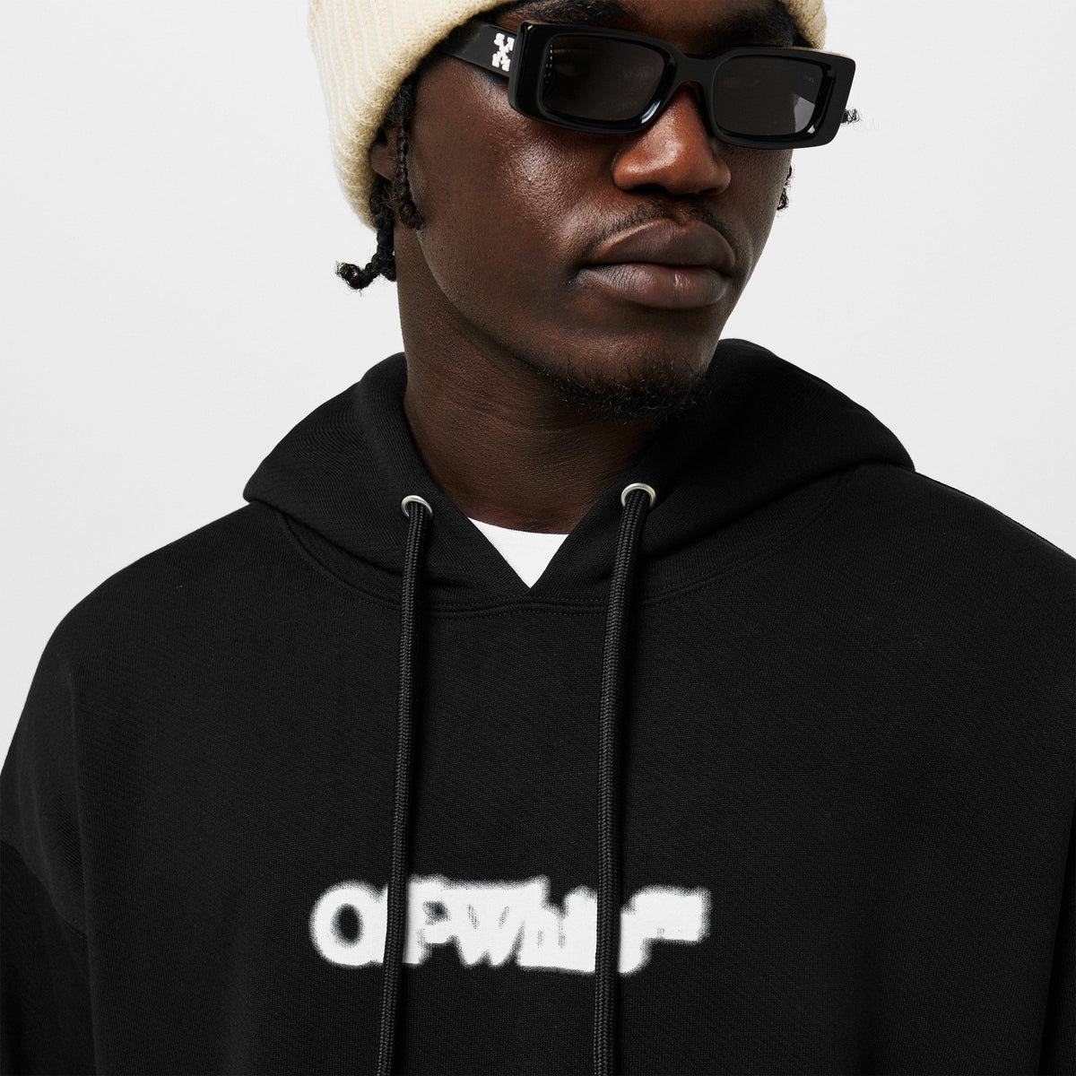 Black-White - Off White - Men's Skate Pull Over Hoodie - 6