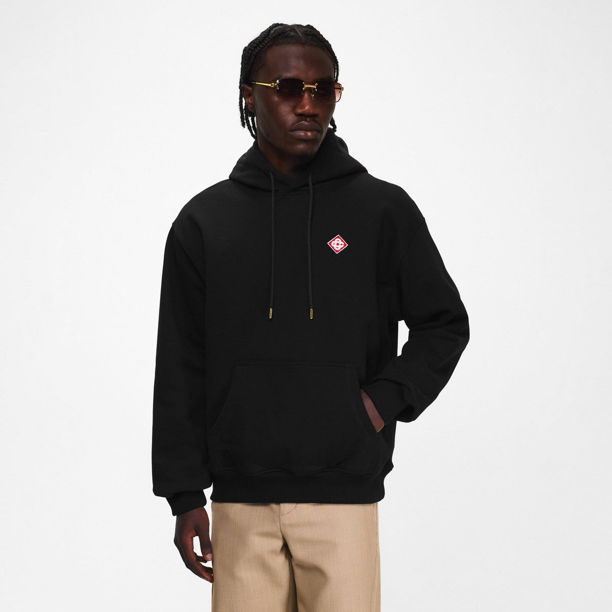 Black - Casablanca - Men's Classic Logo Pull Over Hoodie - 3