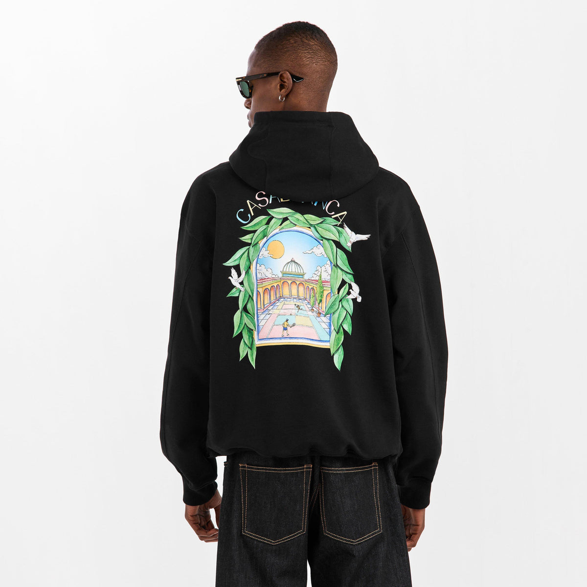 Black - Casablanca - Men's LArche Logo Over the Head Hoodie - 4