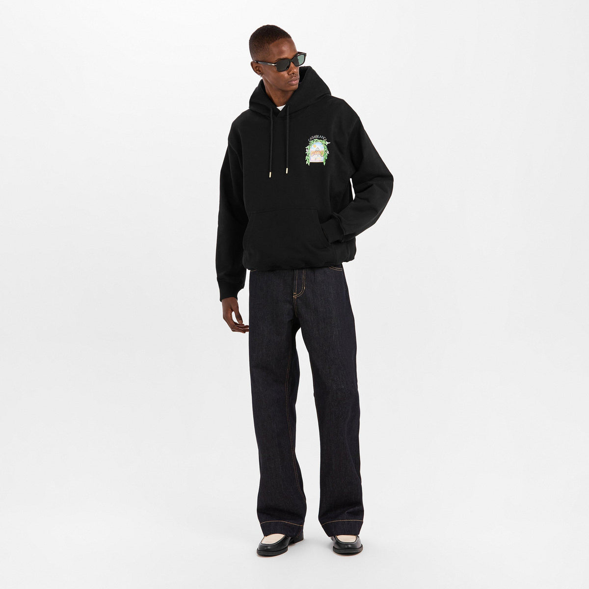 Black - Casablanca - Men's LArche Logo Over the Head Hoodie - 6